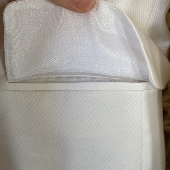 Equipment Femme White & Navy Wool-Blend Blazer Jacket | Size 2 - Picture 9 of 15